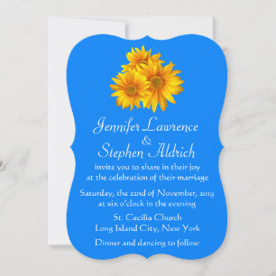 Sunflower Delft Blue Floral Faire-part de mariage