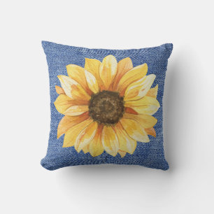 Sunflower Denim Kissen