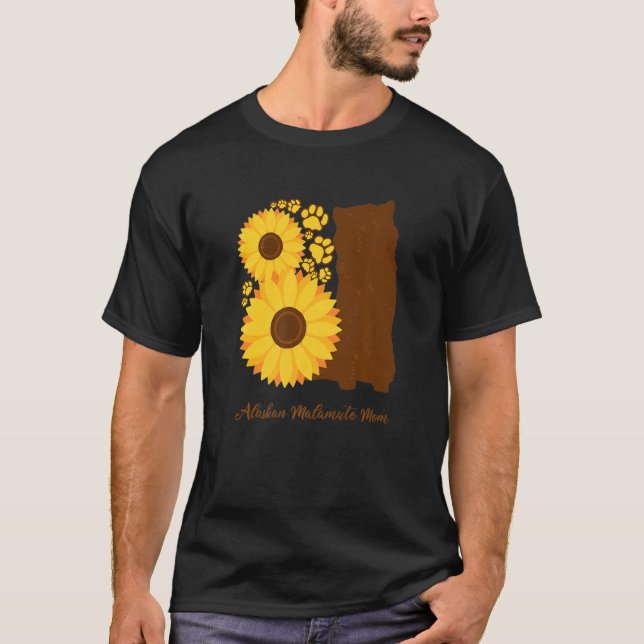 Sunflower Dog Mom - Alaskan Malamute Premium T-Shirt (Vorderseite)