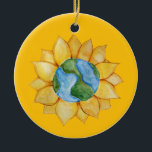 Sunflower Earth Day Sunny Summertime Earthy Keramik Ornament<br><div class="desc">Sunflower Earth Day Sunny Summertime Earthy watercolor</div>