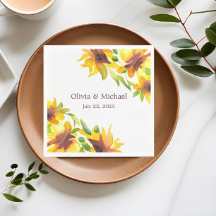 Sunflower Elegant Watercolor Wedding Napkins Serviette