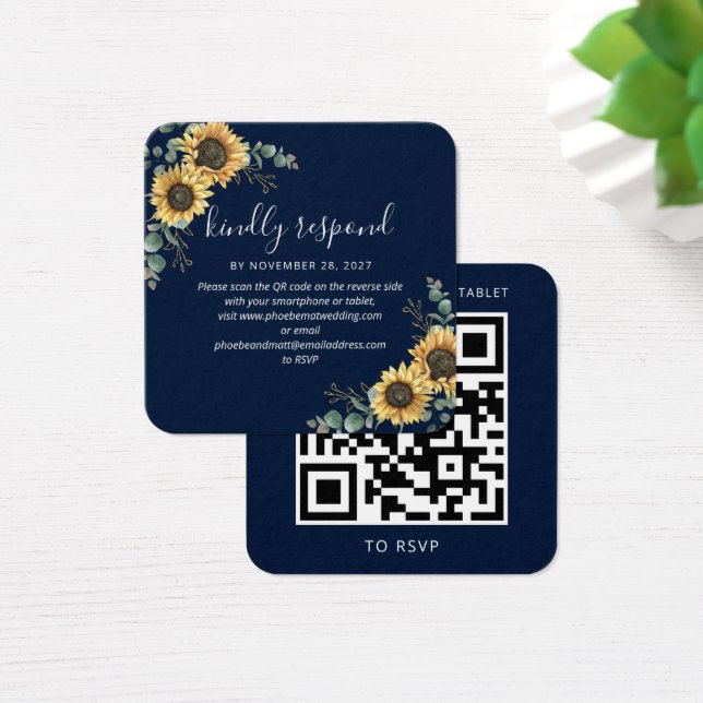 Sunflower Eucalyptus Site Mariage QR Code RSVP (Bureau)