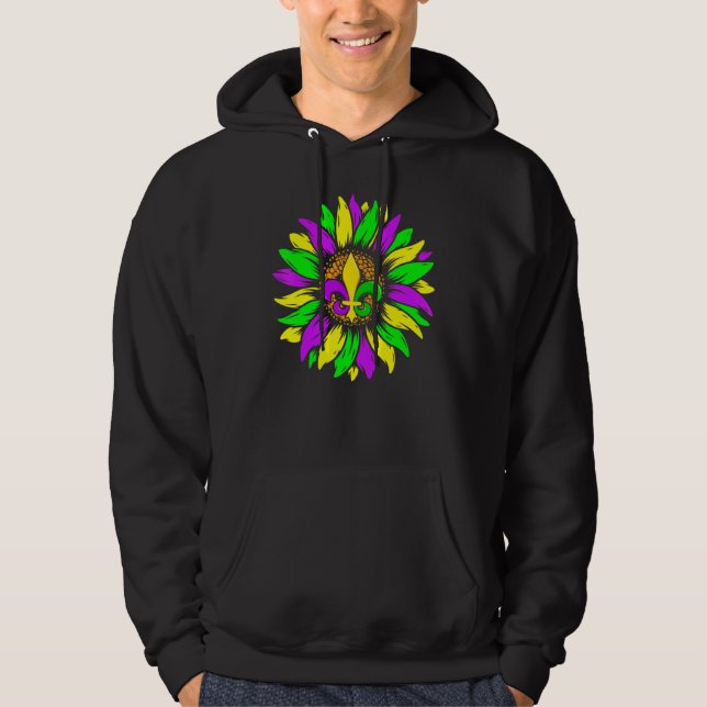 Sunflower Fleur De Lys Mardi Gras Funny New Orlean Hoodie (Vorderseite)