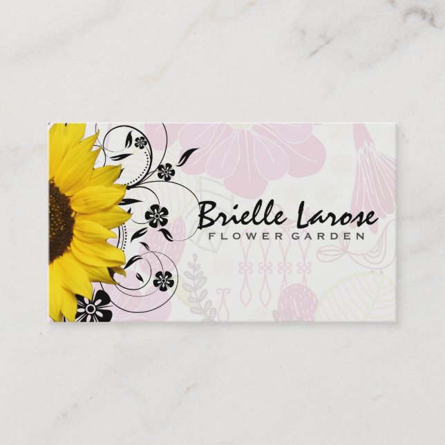 Sunflower | Floral Background Visitenkarte (Vorderseite)