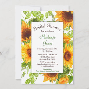 Sunflower Floral Jaune Invitation à la douche nupt