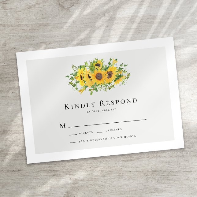 Sunflower Floral Wedding RSVP Card Karte (Von Creator hochgeladen)