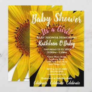 SUNFLOWER FOTO BABY MIRL DUSCHE EINLADEN EINLADUNG