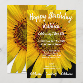 SUNFLOWER FOTO GLÜCKLICH GEBURTSTAG EINLADUNG