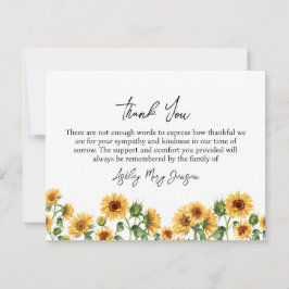 Sunflower Funeral Merci Note Card Bereavement