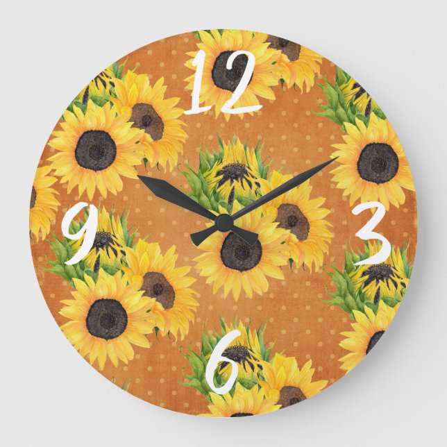 Sunflower garden design große wanduhr (Vorderseite)