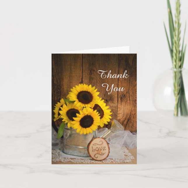Sunflower Garden Watering Can Bridesmaid Vielen Da Dankeskarte (Vorderseite)