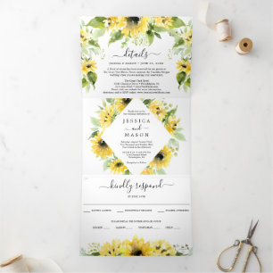 Sunflower Garden Wedding Invitations Tri-Fold