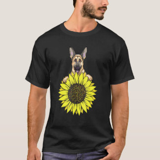 Sunflower German Shepherd Flower Dog Owner Dog T-Shirt