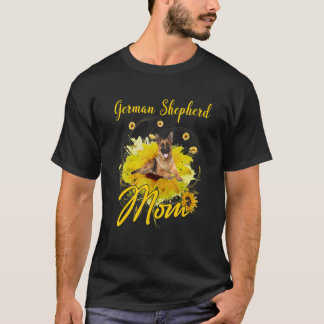 Sunflower German Shepherd Mom Dog Mother's T-Shirt