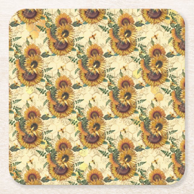 Sunflower Gifts | Sunflower Turn Surrounded Rechteckiger Pappuntersetzer (Vorderseite)