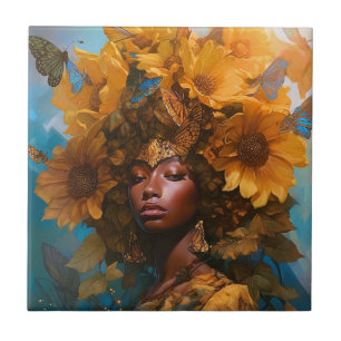 Sunflower Goddess Fantasy Art Fliese