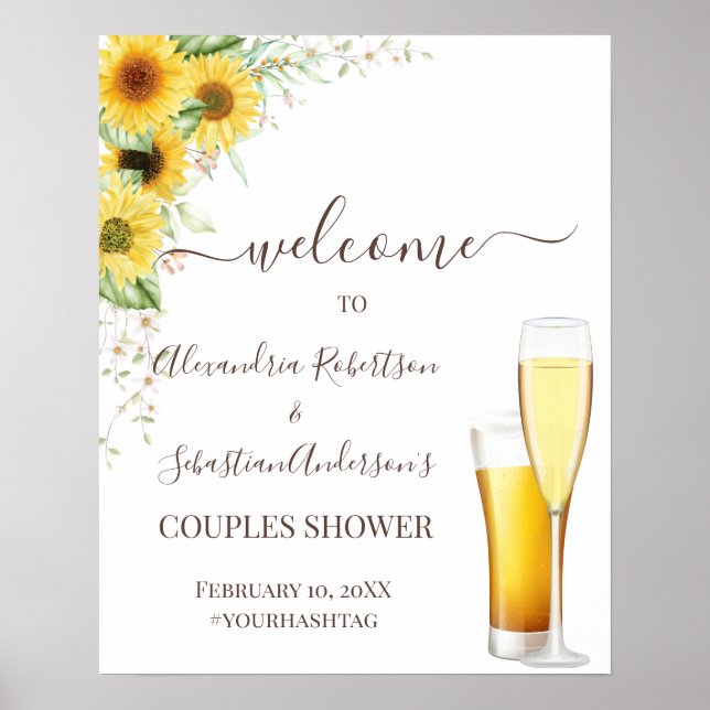 Sunflower Greenery Couples Affiche de bienvenue Ma (Devant)