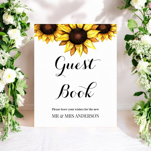 Sunflower Guest Book Mariage Signal Floral Poster (Créateur téléchargé)