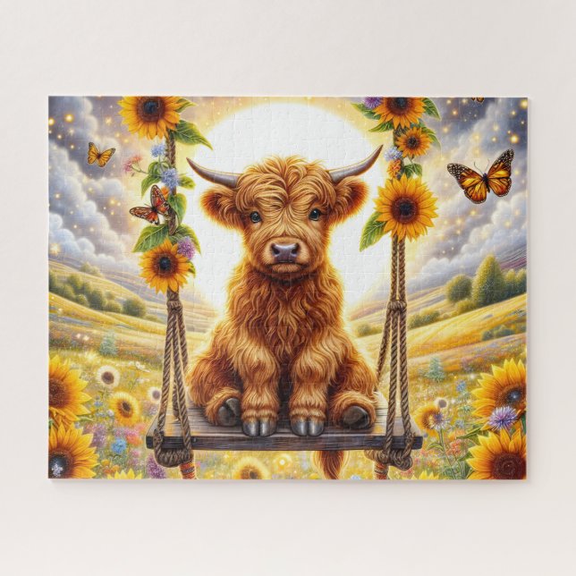 Sunflower Highland Cow (Horizontal)