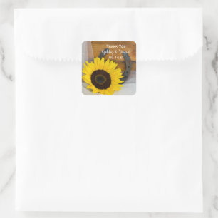 Sunflower Horseshoe Wedding Thank You Favor Tags Quadratischer Aufkleber