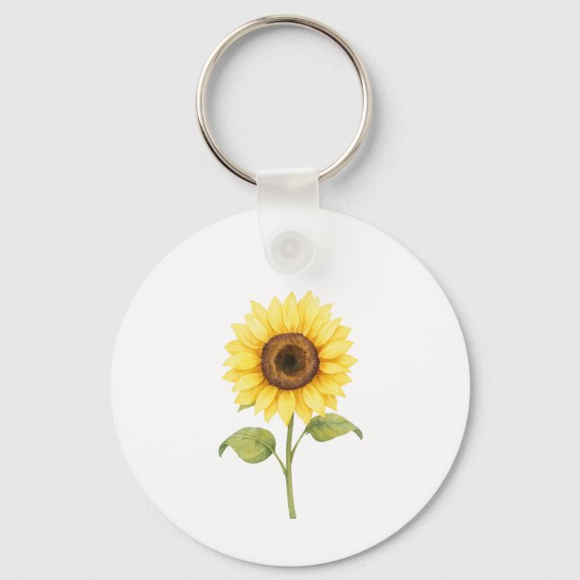 Sunflower Illustration — Bright Botanical Art Schlüsselanhänger (Vorderseite)