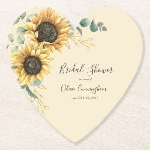 Sunflower Imitats Gold Floral Script Brautparty Untersetzer