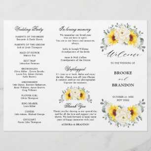 Sunflower Ivory Peony Eucalyptus Programme de mari