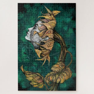 Sunflower Lady Surrealism Art Puzzle - Peinture
