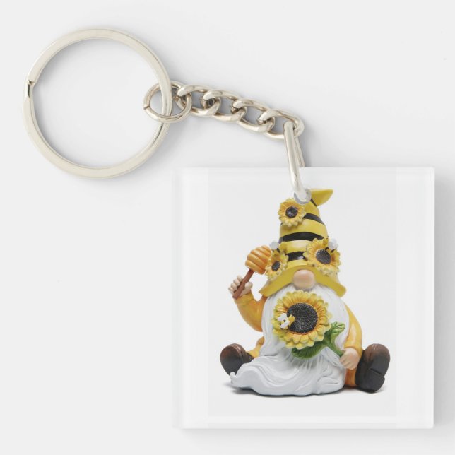 SUNFLOWER LOVING GNOME "KEY CHAIN" SCHLÜSSELANHÄNGER (Vorderseite)