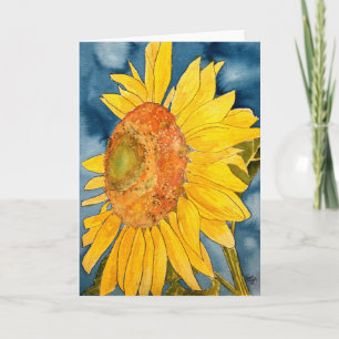 sunflower macro flower folk art greeting card karte