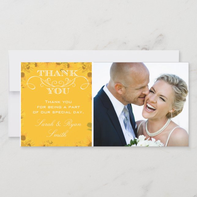 Sunflower Mariage Photo Merci Cartes (Devant)