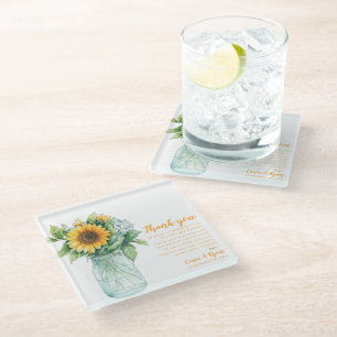 Sunflower Mason Jar Wedding Vielen Dank Glasuntersetzer