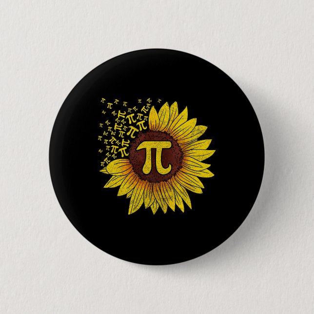 Sunflower Mathe Nerd Teacher Shirt Button (Vorderseite)