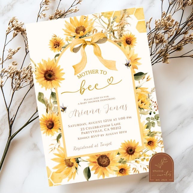 Sunflower Mère to Bee Baby shower Invitation (Créateur téléchargé)