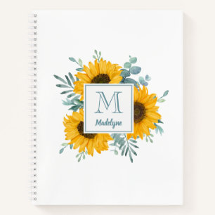 Sunflower Monogram Name Personalisiert Notebook Notizbuch