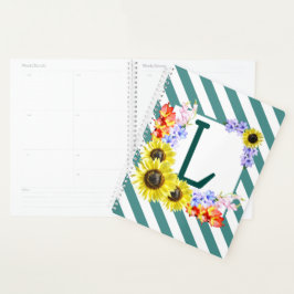 Sunflower Monogram Teal Stripes Planer