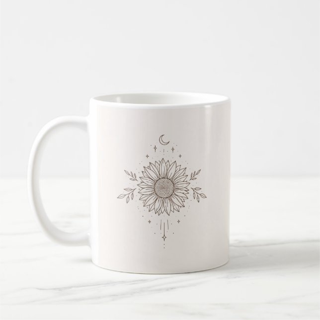 Sunflower Moon Line Art Kaffeetasse (Links)