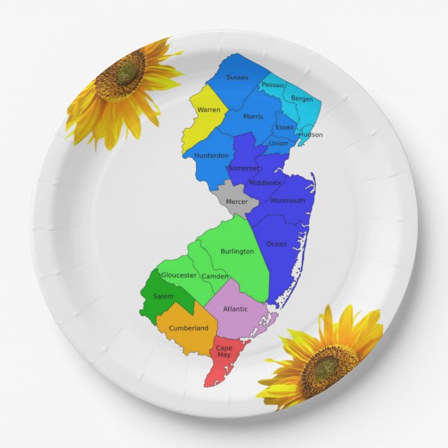 Sunflower New Jersey Landkreises Paper Teller (Vorderseite)