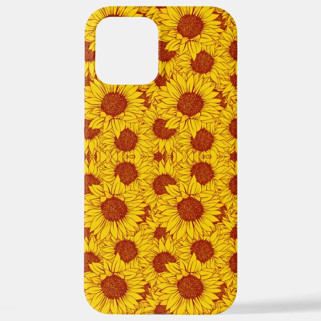 Sunflower Pattern – Bright Yellow Floral Aesthetic iPhone 12 Pro Max Hülle (Rückseite)