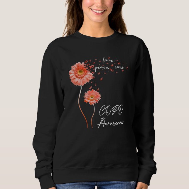 Sunflower Peace Love Cure Orange Ribbon COPD Aware Sweatshirt (Vorderseite)
