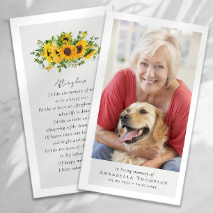 Sunflower Photo Funeral Favoriser Carte Memorial
