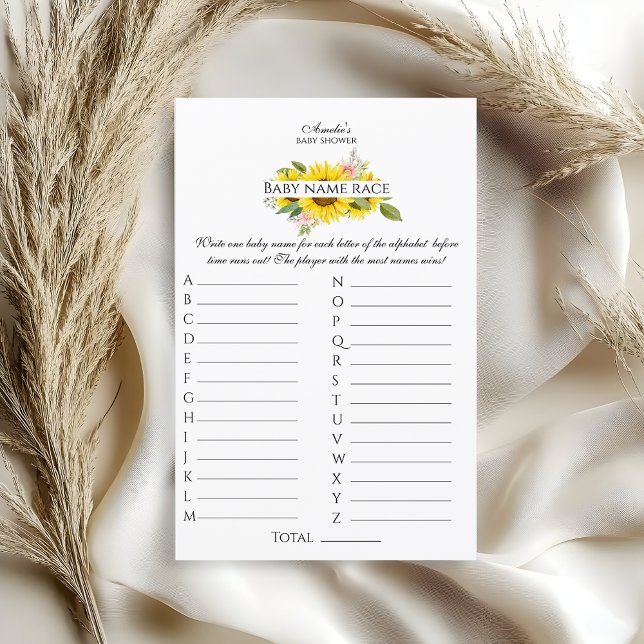 Sunflower pink flower Baby Shower Game Stationery (Baby shower game sunflower)