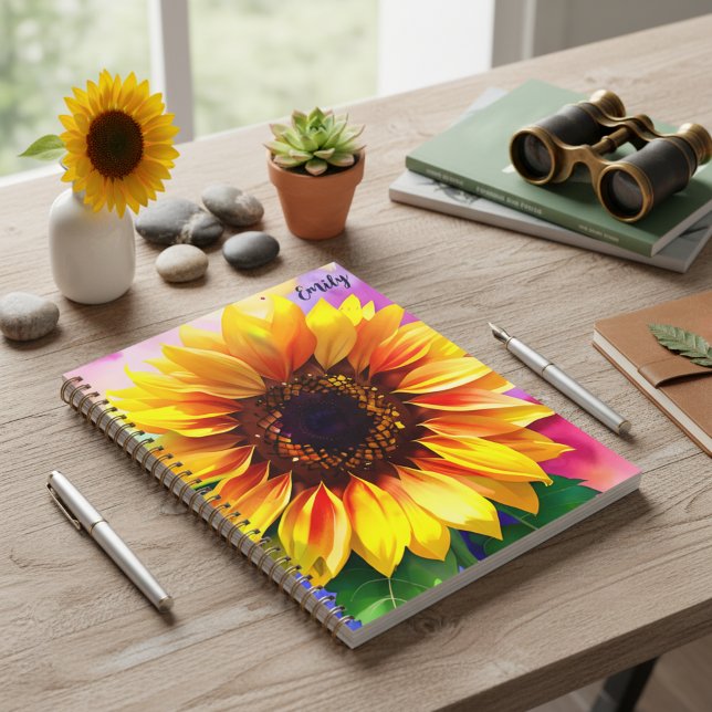 Sunflower Planner with Custom Name Planer (Personalized sunflower planner! A perfect gift for a nature lover 🌻)
