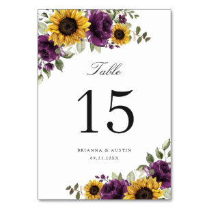 Sunflower Purple Floral Russe Numéro de table