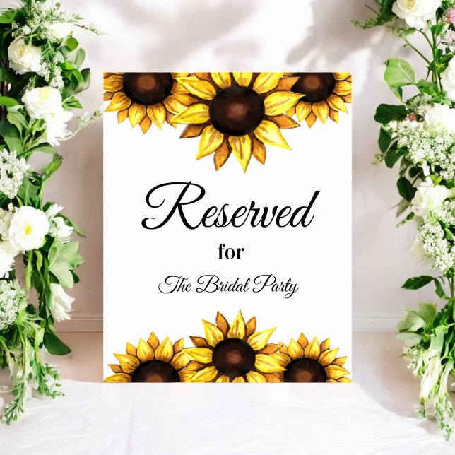 Sunflower Reserved White Yellow Sign Poster (Von Creator hochgeladen)