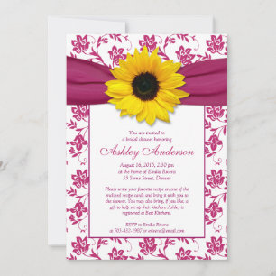 Sunflower rose Damask Invitation de la douche nupt
