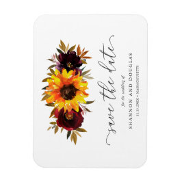 Sunflower Roses Rustic Fall Wedding Save the Date Magnet