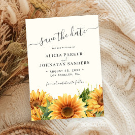Sunflower rustic boho summer gardern ivory wedding save the date