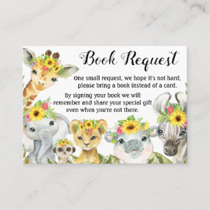 Sunflower Safari Baby shower Cartes de demande de