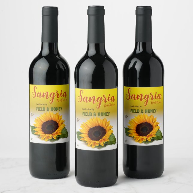 Sunflower Sangria Étiquette de vin aux fruits (Bouteilles)